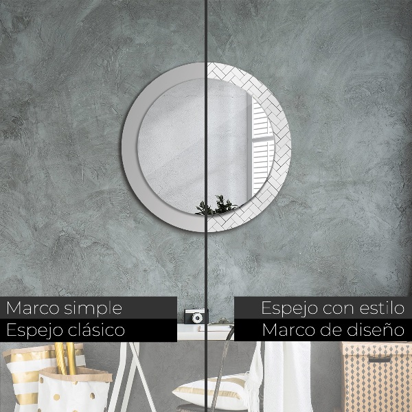 Round wall mirror decor Herringbone