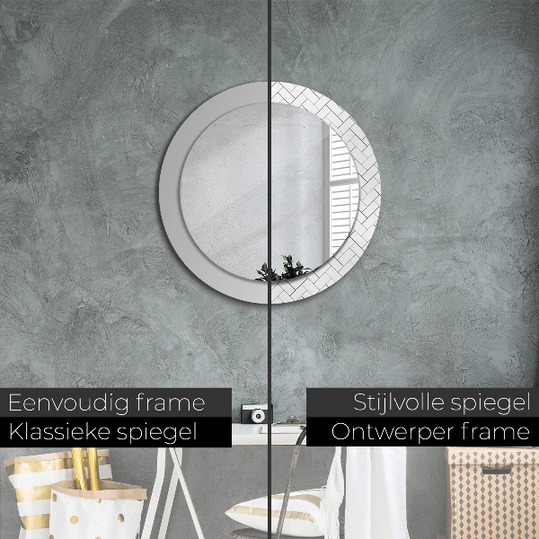 Round wall mirror decor Herringbone
