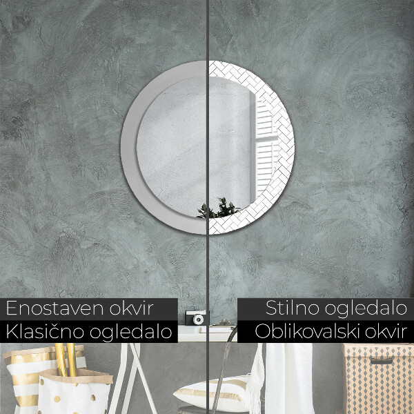 Round wall mirror decor Herringbone