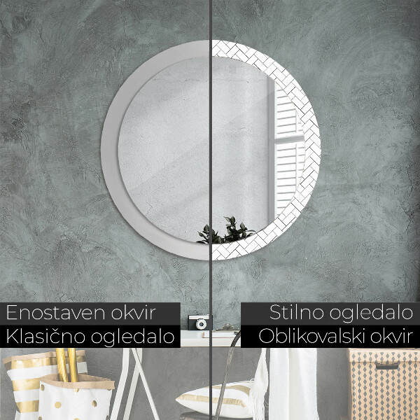 Round wall mirror decor Herringbone