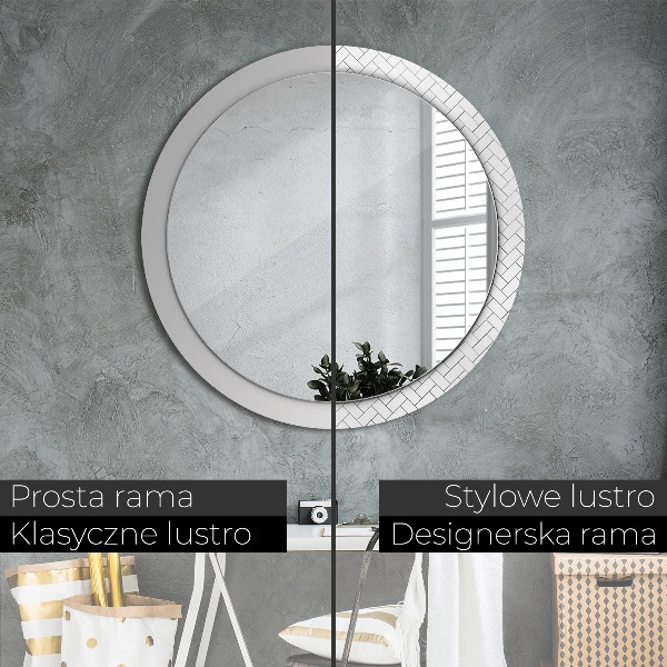 Round wall mirror decor Herringbone