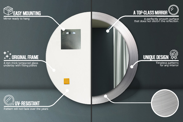 Round wall mirror decor Shiny steel