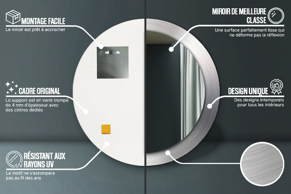 Round wall mirror decor Shiny steel