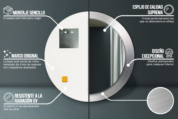 Round wall mirror decor Shiny steel