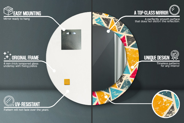 Round wall mirror decor Retro composition