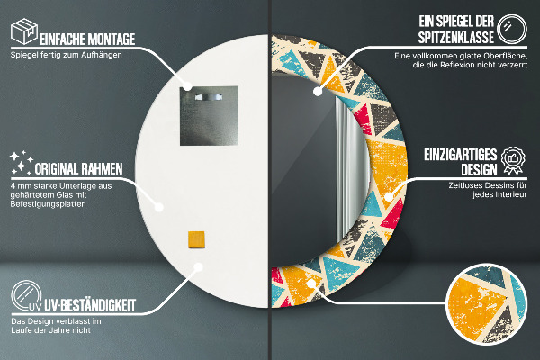 Round wall mirror decor Retro composition