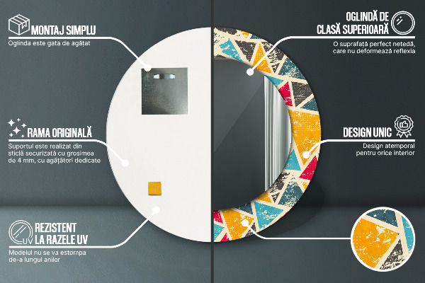 Round wall mirror decor Retro composition