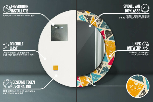 Round wall mirror decor Retro composition