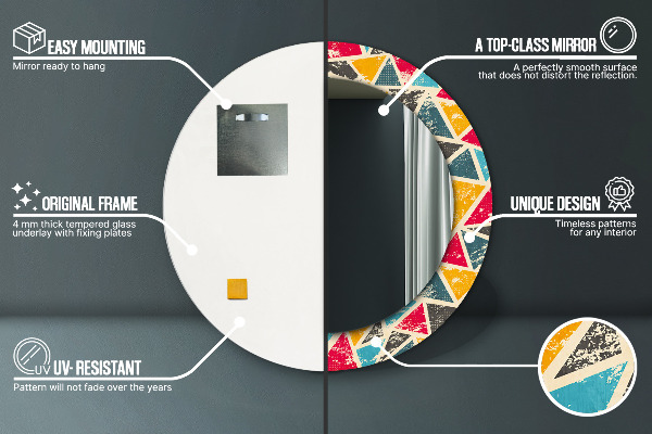 Round wall mirror decor Retro composition