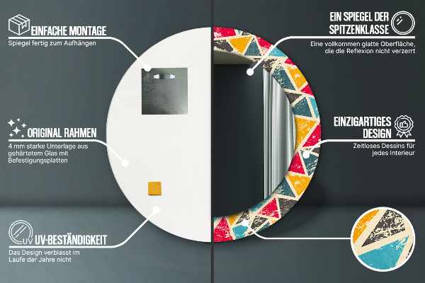 Round wall mirror decor Retro composition