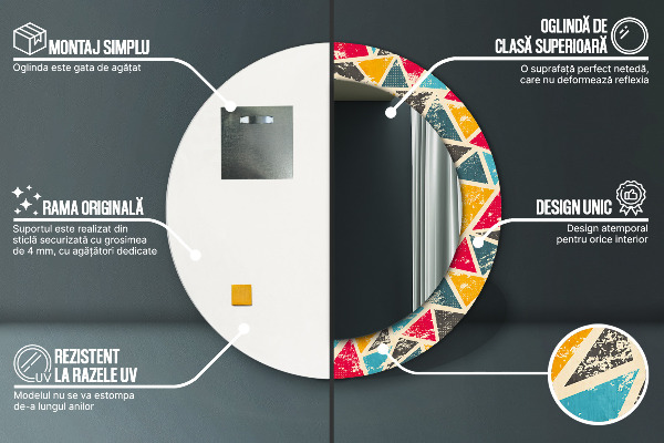 Round wall mirror decor Retro composition