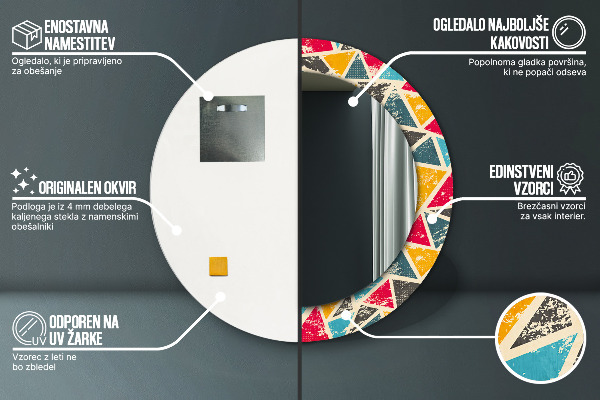 Round wall mirror decor Retro composition