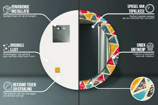 Round wall mirror decor Retro composition