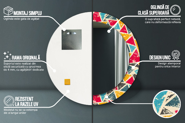 Round wall mirror decor Retro composition