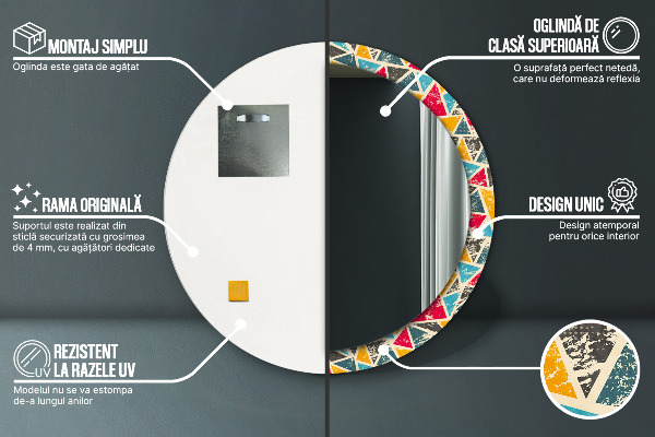 Round wall mirror decor Retro composition