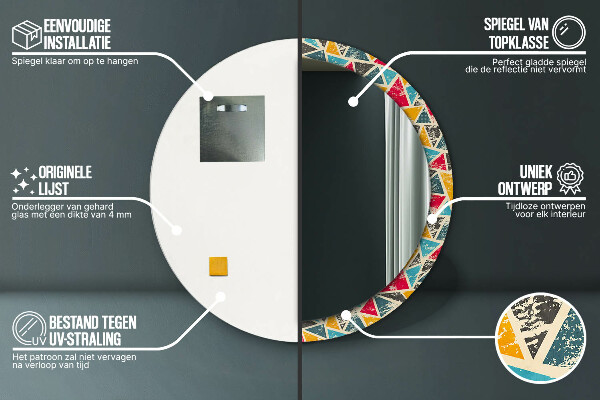 Round wall mirror decor Retro composition