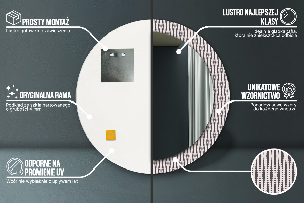Round wall mirror decor Geometric dot pattern