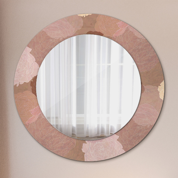 Round wall mirror decor Roses composition