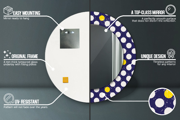 Round mirror frame with print Retro dots