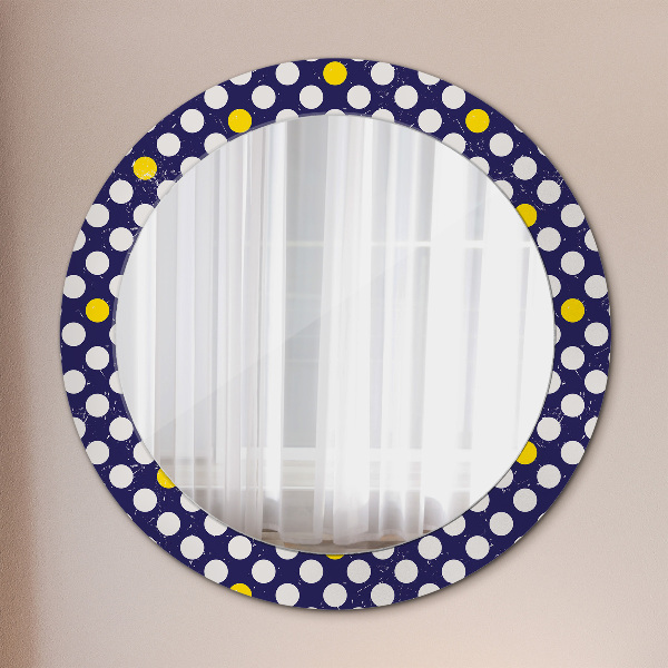 Round mirror frame with print Retro dots