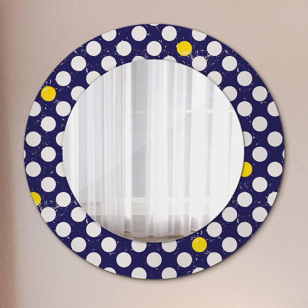 Round mirror frame with print Retro dots
