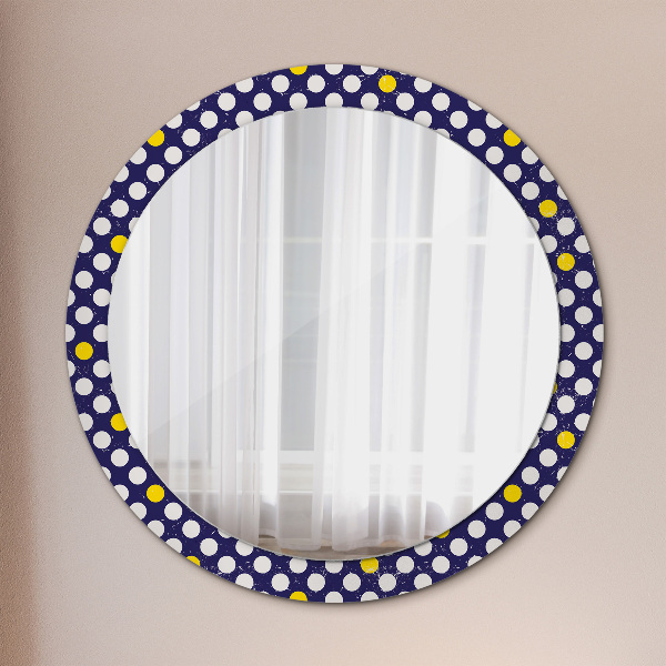 Round mirror frame with print Retro dots