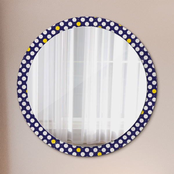 Round mirror frame with print Retro dots