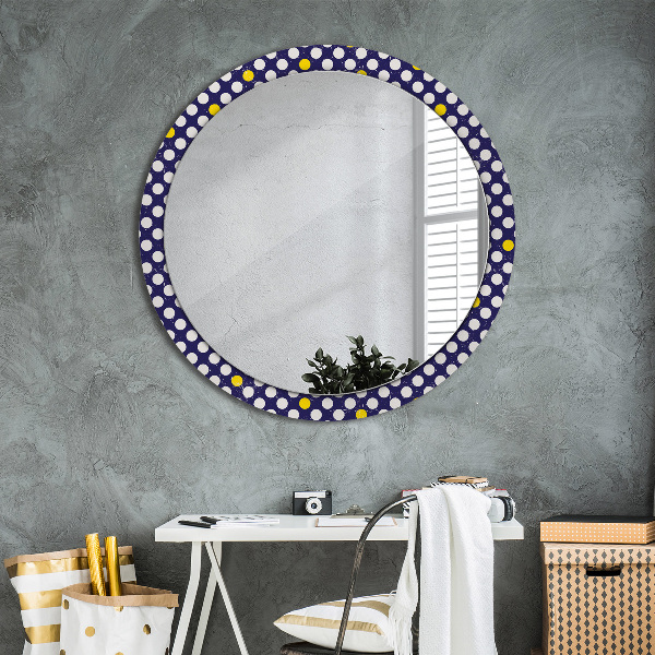 Round mirror frame with print Retro dots