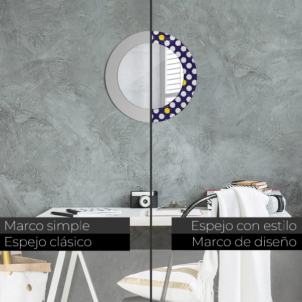 Round mirror frame with print Retro dots