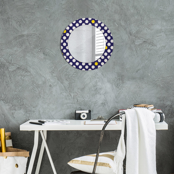 Round mirror frame with print Retro dots