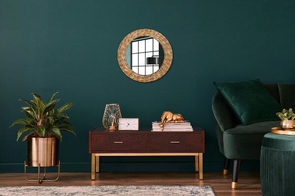 Round mirror frame with print Reed texture