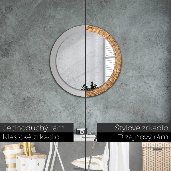 Round mirror frame with print Reed texture