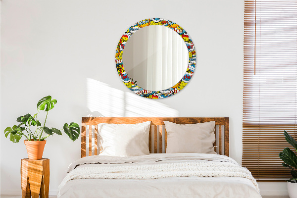 Round mirror frame with print Comic style pattern
