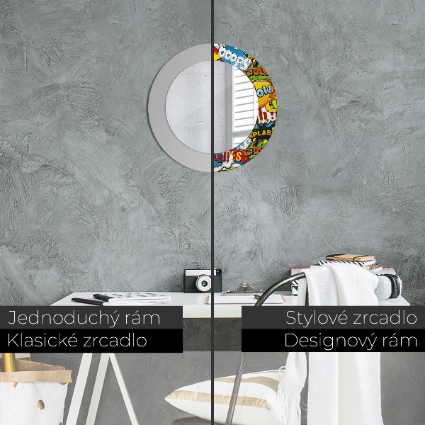 Round mirror frame with print Comic style pattern
