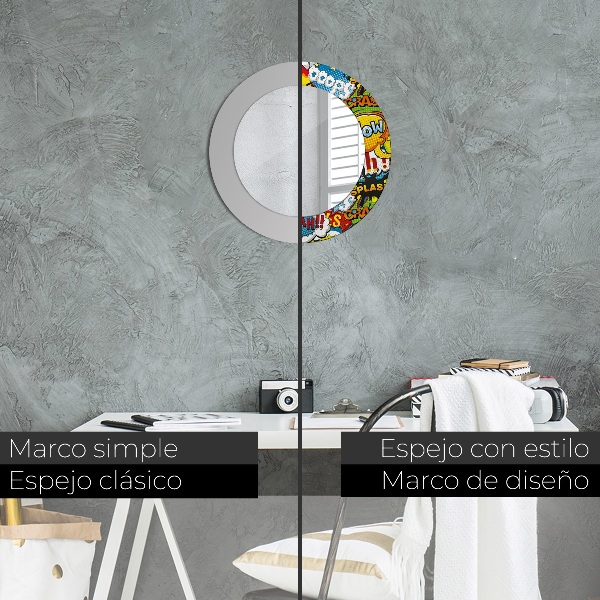 Round mirror frame with print Comic style pattern