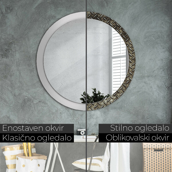 Round decorative mirror Steel texture