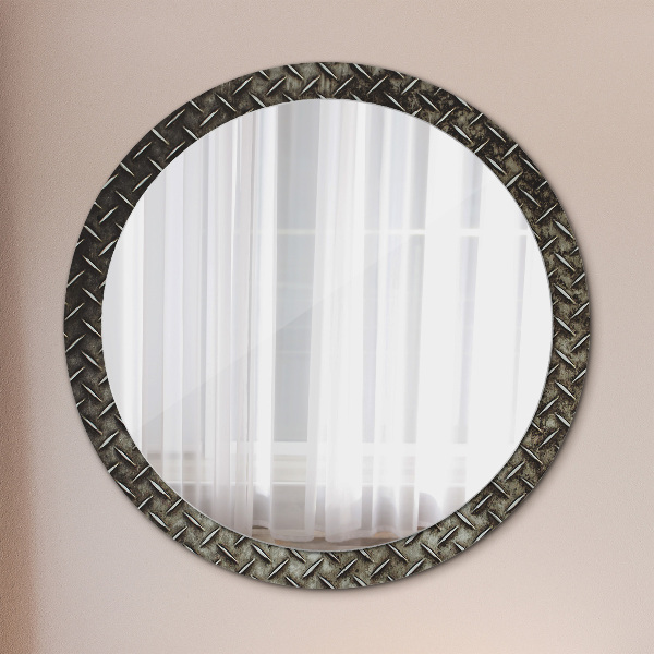 Round decorative mirror Steel texture