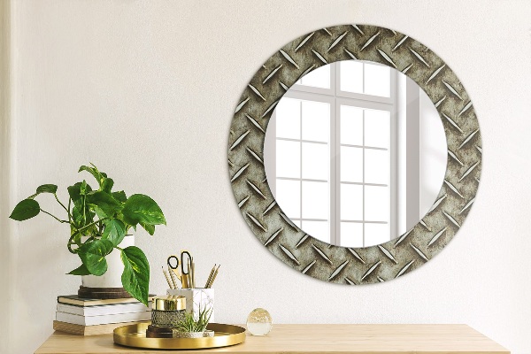 Round decorative mirror Steel texture