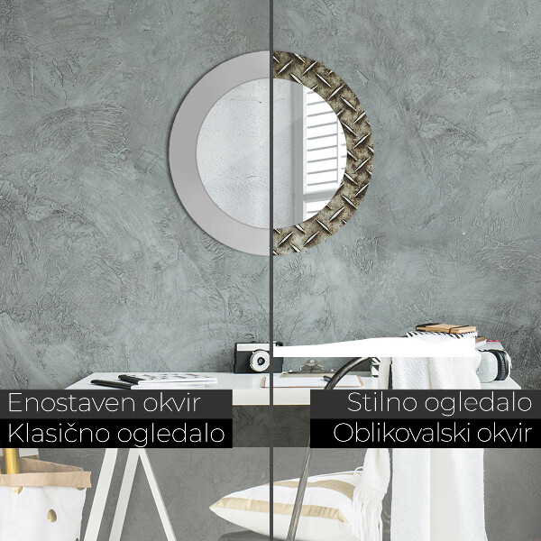 Round decorative mirror Steel texture