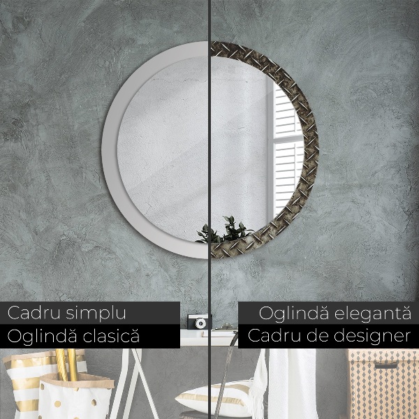 Round decorative mirror Steel texture
