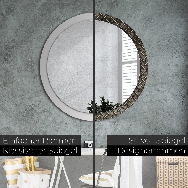 Round decorative mirror Steel texture