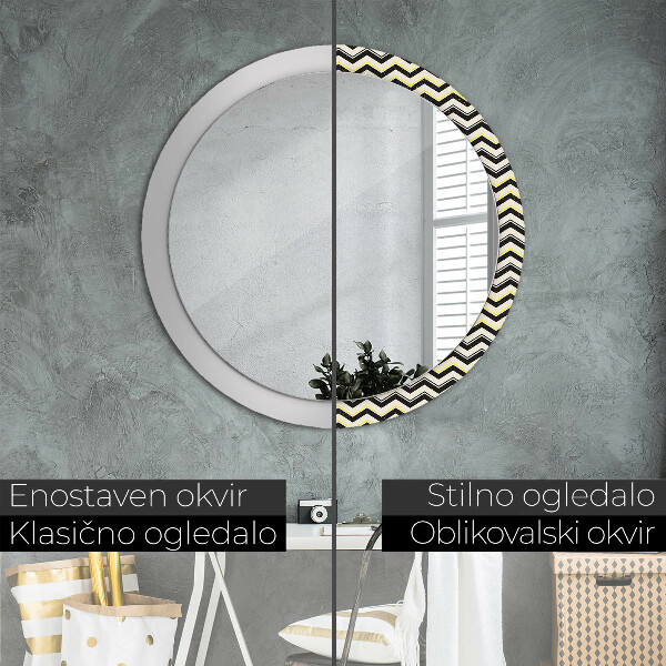 Round decorative mirror Zigzag pattern