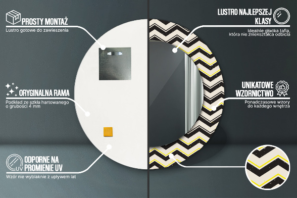 Round decorative mirror Zigzag pattern