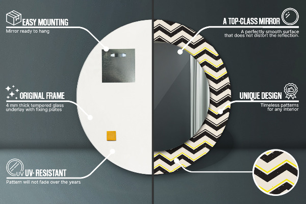 Round decorative mirror Zigzag pattern