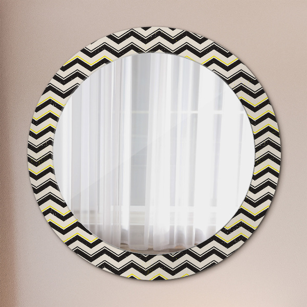 Round decorative mirror Zigzag pattern