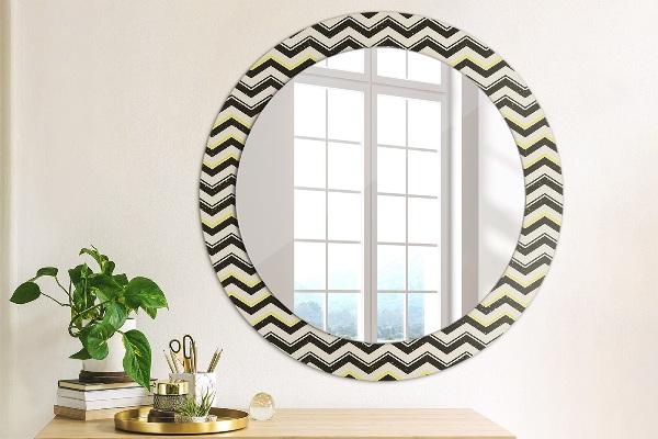 Round decorative mirror Zigzag pattern