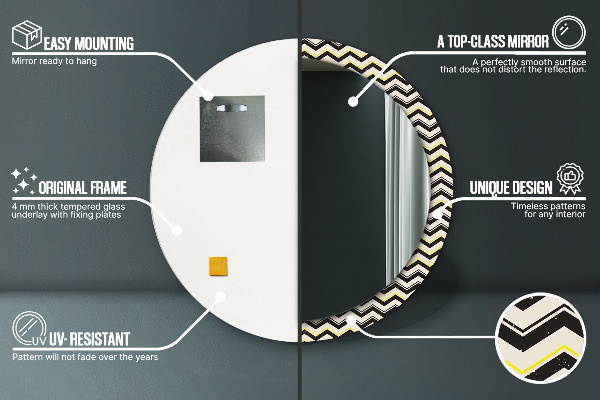 Round decorative mirror Zigzag pattern