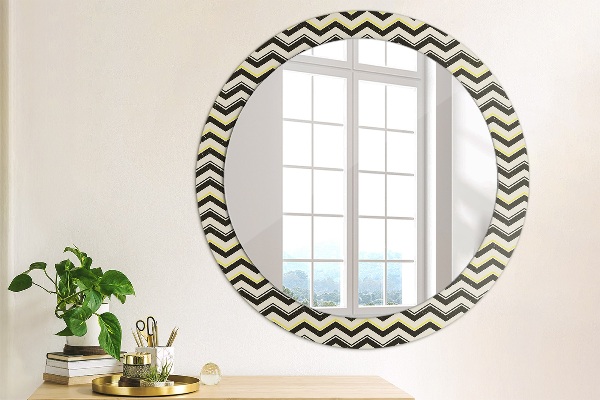 Round decorative mirror Zigzag pattern