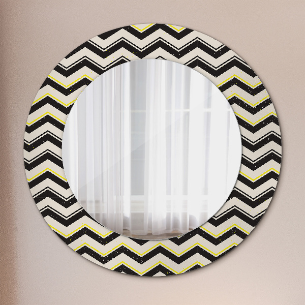 Round decorative mirror Zigzag pattern