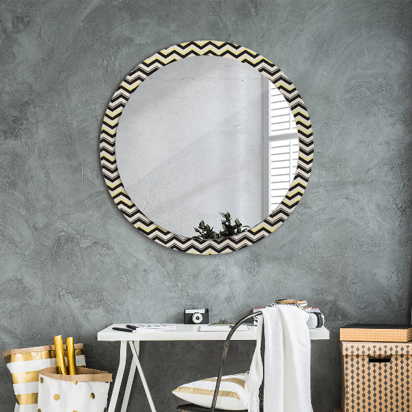 Round decorative mirror Zigzag pattern